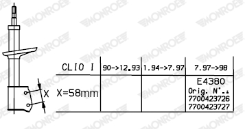 Ammortizzatore MONROE E4380 (venduto singolarmente)