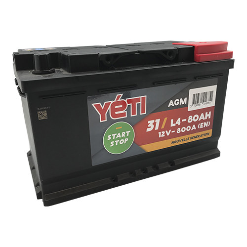 YETI - Batteria auto 12V Start & Stop AGM 80AH 800A L4 (n°31)