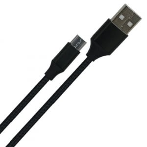 CAVO DI RICARICA TESSILE MICRO USB (2M - 2.4A -NERO)