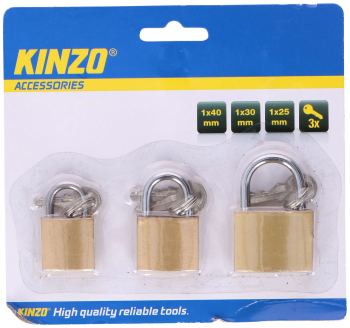 Set di 3 lucchetto KINZO (40mm, 30mm, 25mm)