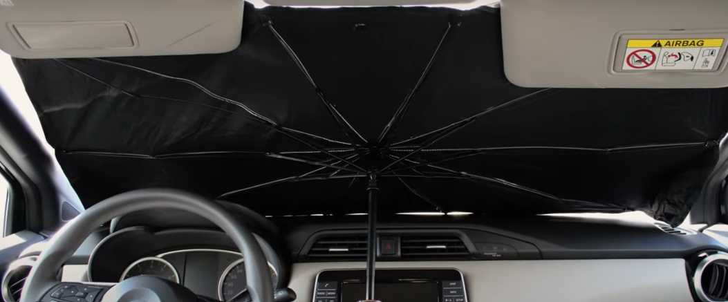 Parasole per Auto Pieghevole Tipo Ombrello per Parabrezza